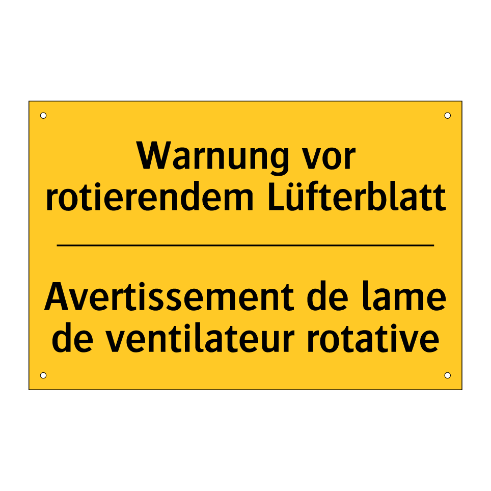 Warnung vor rotierendem Lüfterblatt /.../ - Avertissement de lame de ventilateur /.../