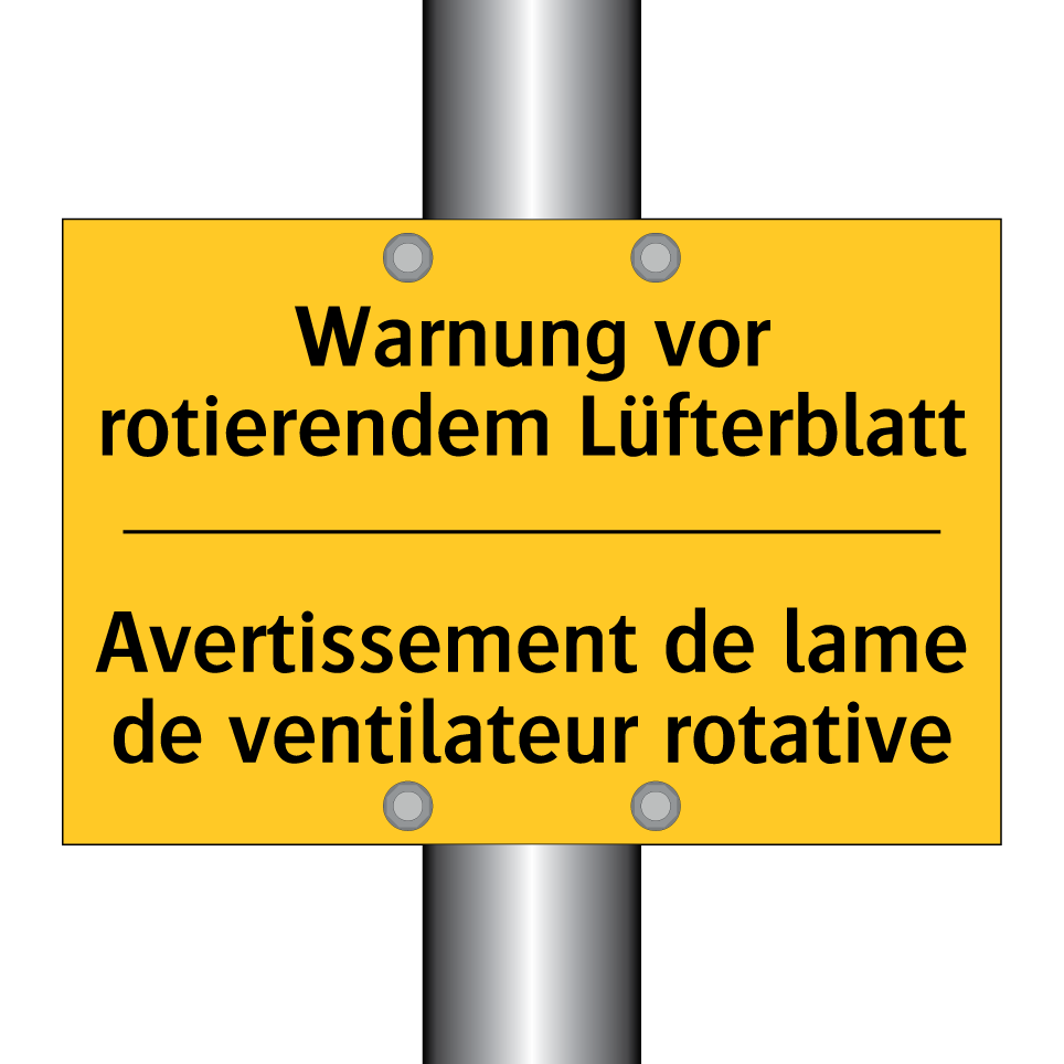 Warnung vor rotierendem Lüfterblatt /.../ - Avertissement de lame de ventilateur /.../