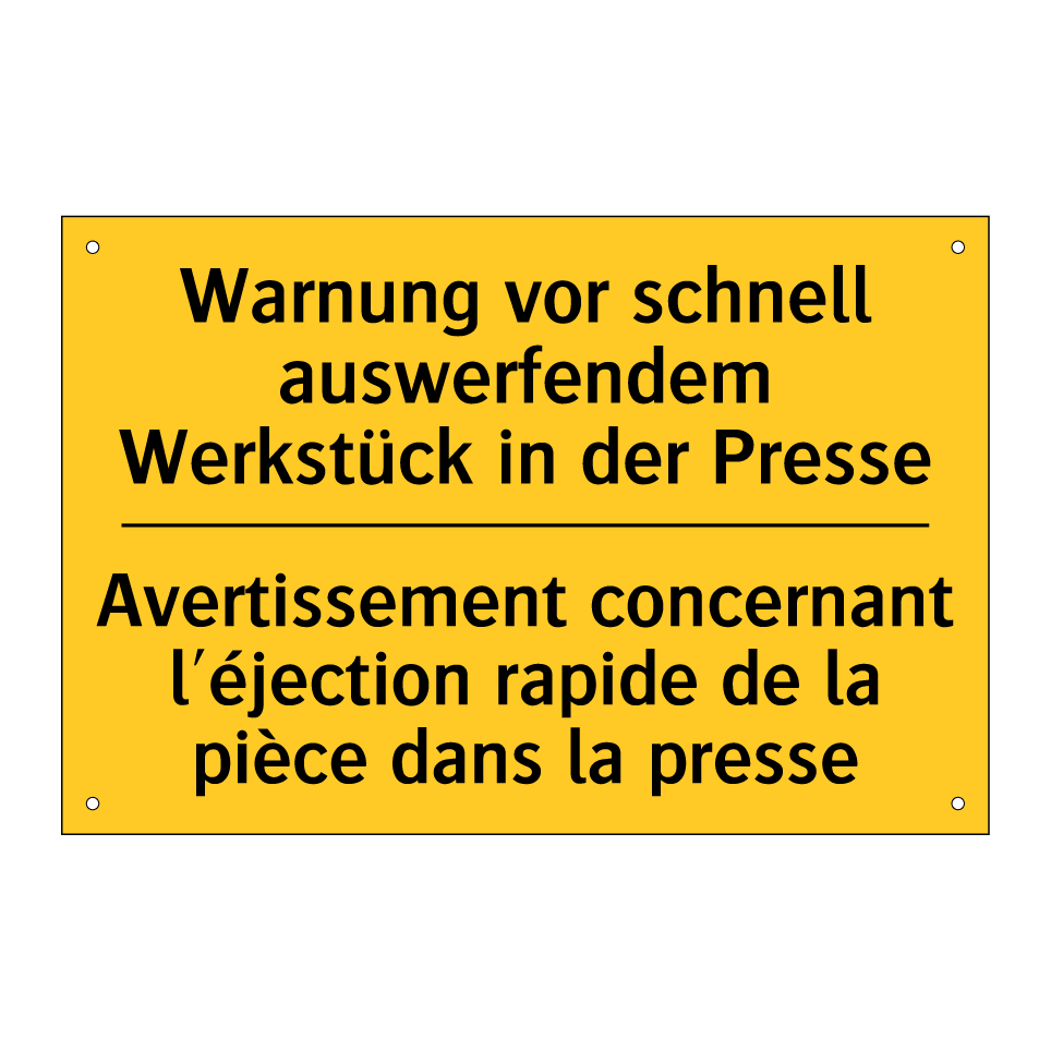 Warnung vor schnell auswerfendem /.../ - Avertissement concernant l'éjection /.../