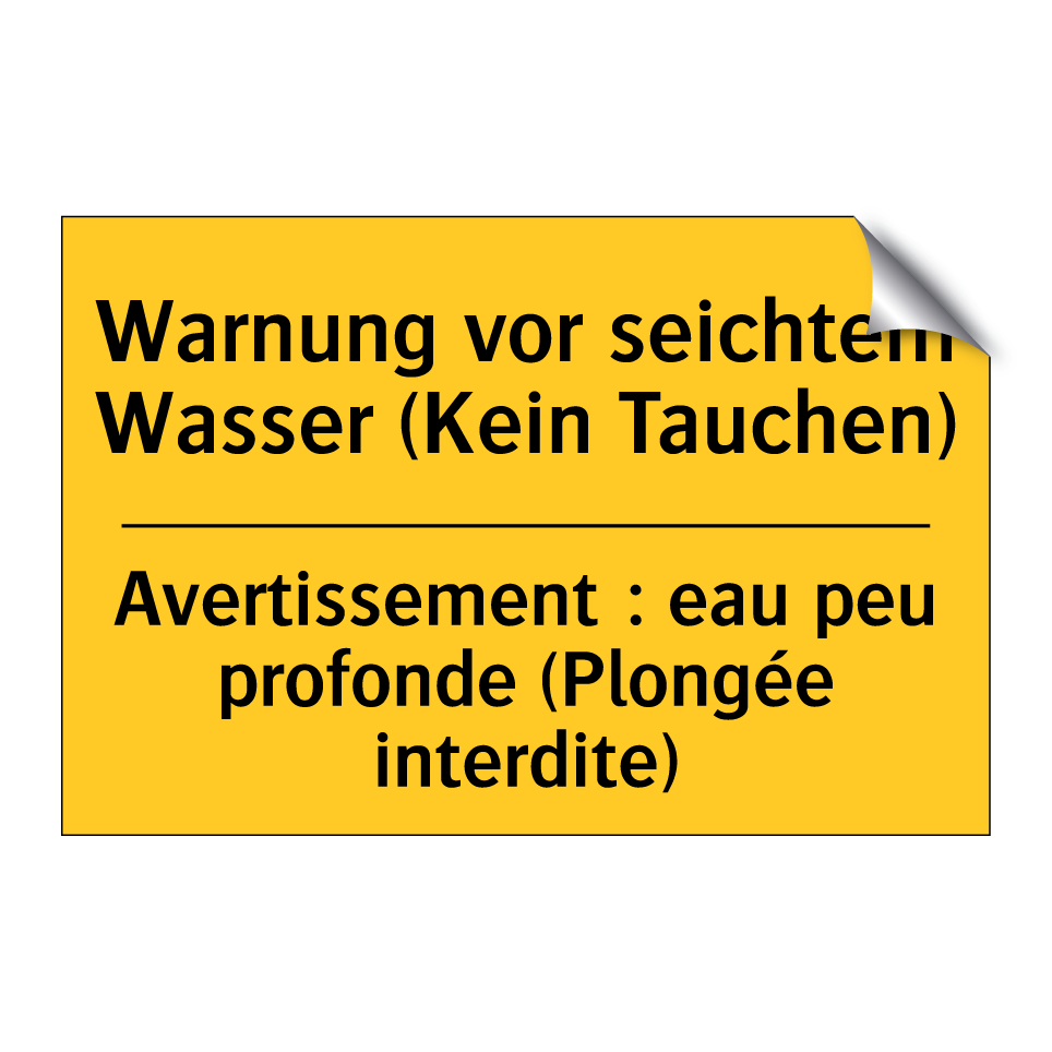 Warnung vor seichtem Wasser (Kein /.../ - Avertissement : eau peu profonde /.../