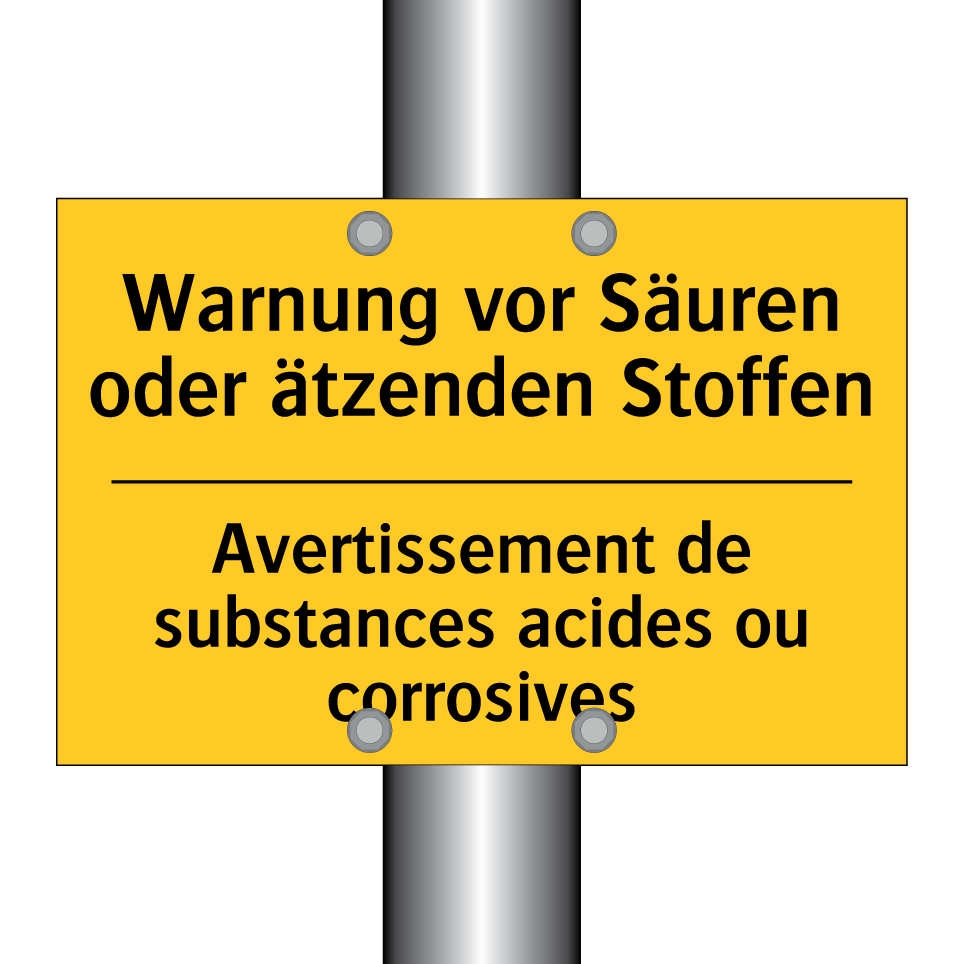 Warnung vor Säuren oder ätzenden /.../ - Avertissement de substances acides /.../