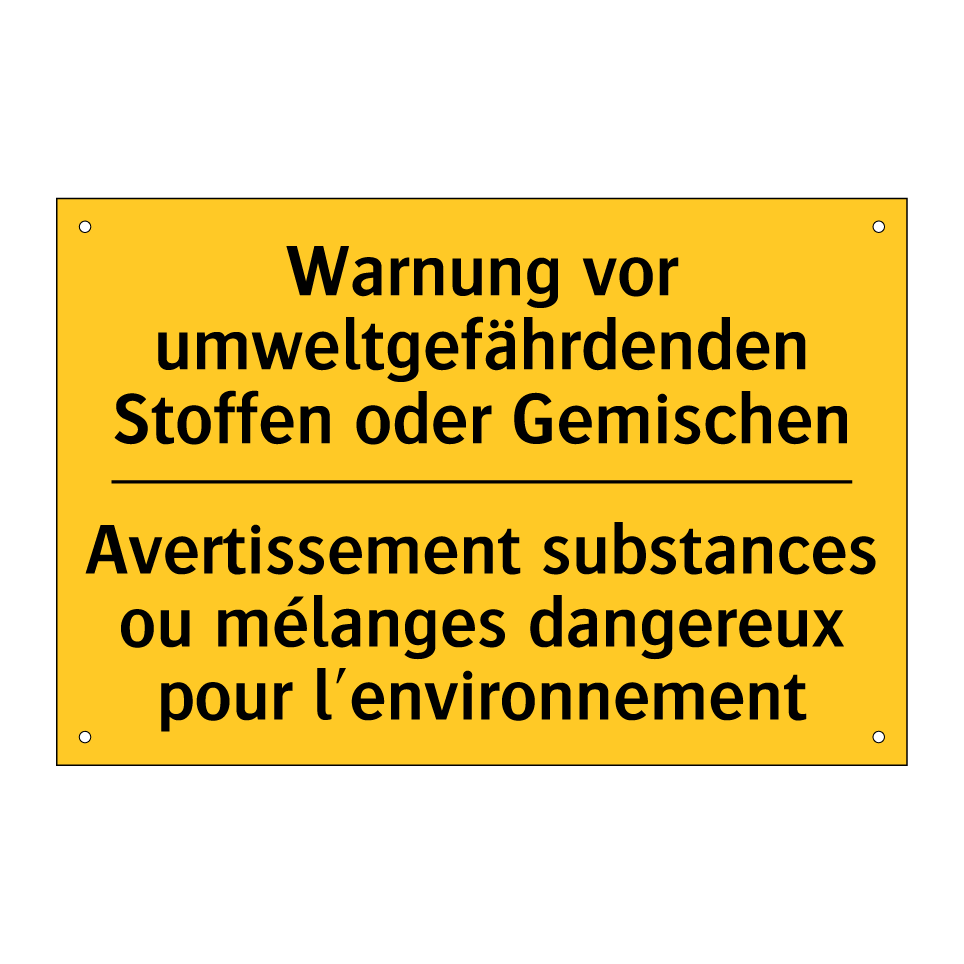 Warnung vor umweltgefährdenden /.../ - Avertissement substances ou mélanges /.../