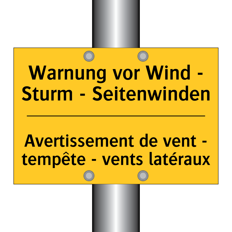 Warnung vor Wind - Sturm - Seitenwinden /.../ - Avertissement de vent - tempête /.../