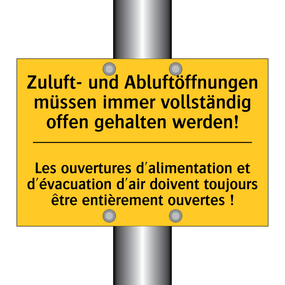 Zuluft- und Abluftöffnungen müssen /.../ - Les ouvertures d'alimentation /.../