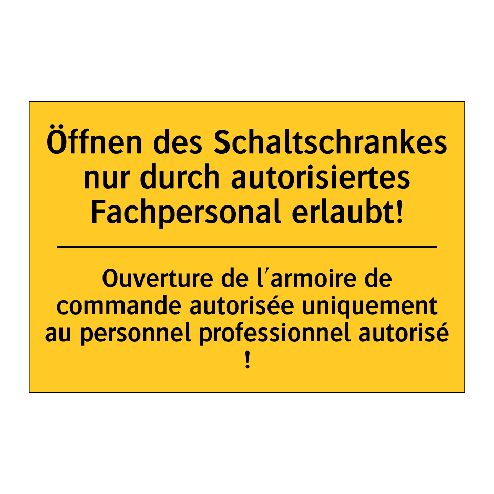 Öffnen des Schaltschrankes nur /.../ - Ouverture de l'armoire de commande /.../
