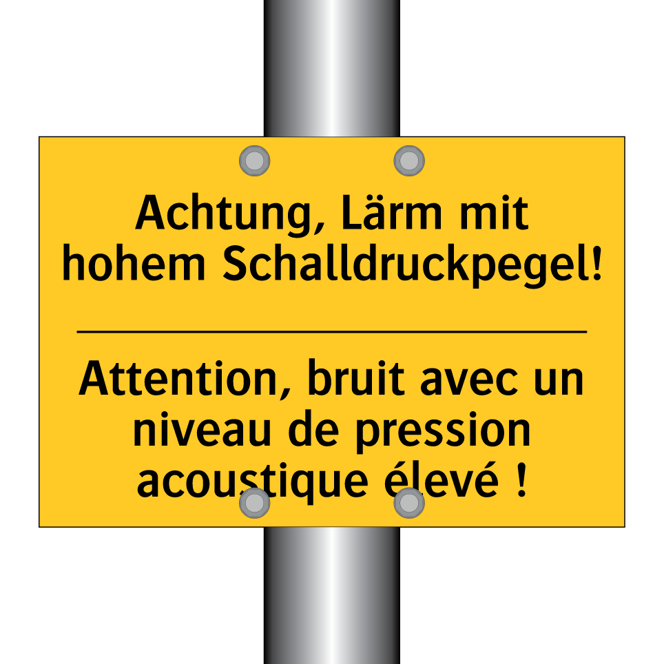 Achtung, Lärm mit hohem Schalldruckpegel! /.../ - Attention, bruit avec un niveau /.../
