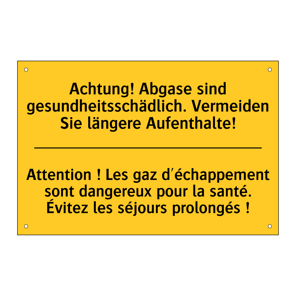 Achtung! Abgase sind gesundheitsschädlich. /.../ - Attention ! Les gaz d'échappement /.../
