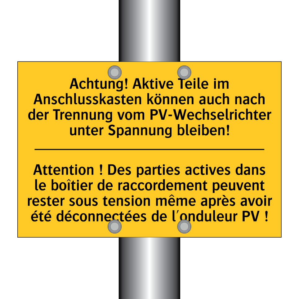 Achtung! Aktive Teile im Anschlusskasten /.../ - Attention ! Des parties actives /.../