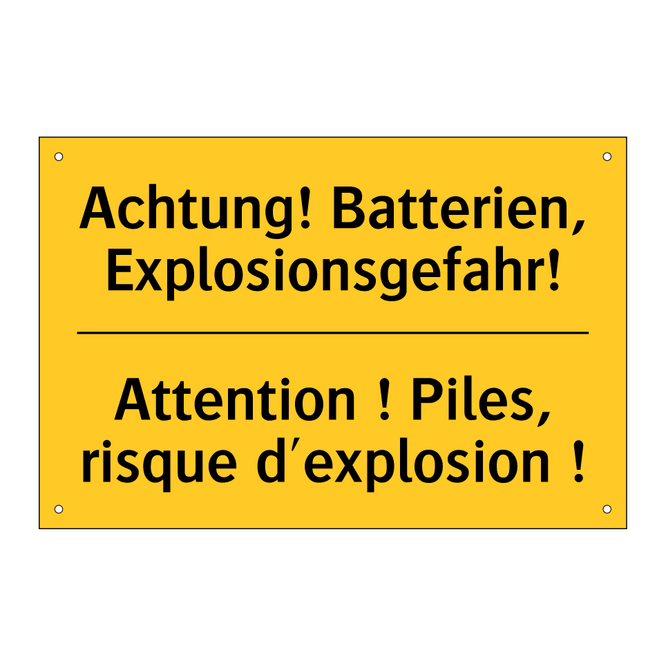 Achtung! Batterien, Explosionsgefahr! /.../ - Attention ! Piles, risque d'explosion /.../