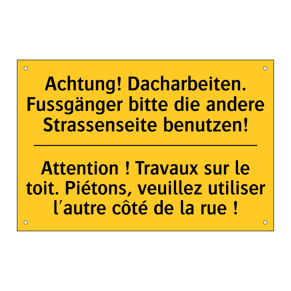 Achtung! Dacharbeiten. Fussgänger /.../ - Attention ! Travaux sur le toit. /.../