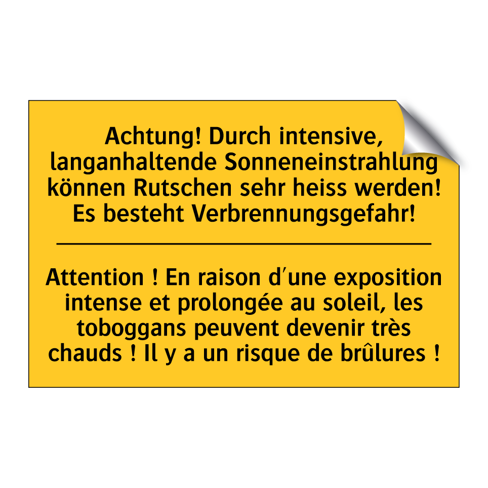 Achtung! Durch intensive, langanhaltende /.../ - Attention ! En raison d'une exposition /.../