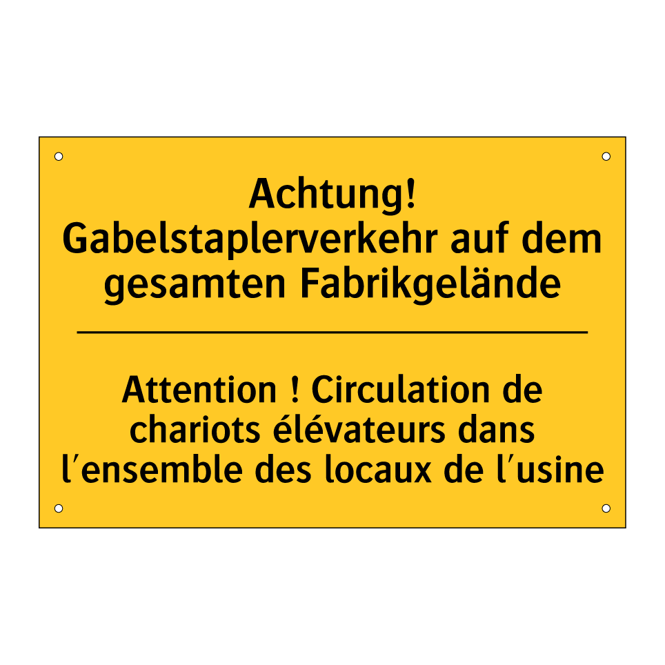 Achtung! Gabelstaplerverkehr auf /.../ - Attention ! Circulation de chariots /.../