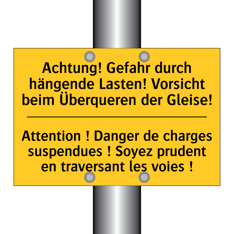 Achtung! Gefahr durch hängende /.../ - Attention ! Danger de charges /.../