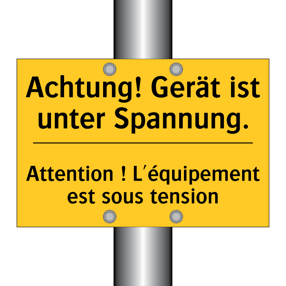 Achtung! Gerät ist unter Spannung. /.../ - Attention ! L'équipement est sous /.../