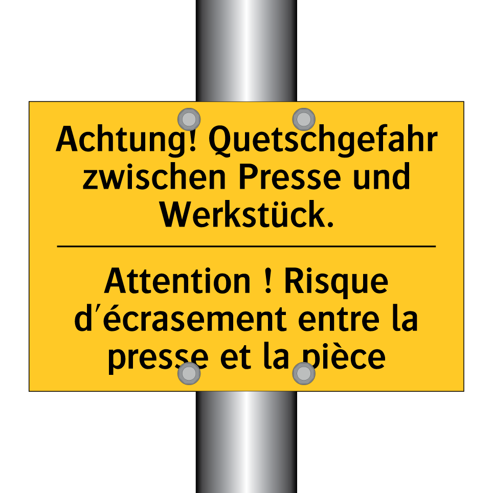 Achtung! Quetschgefahr zwischen /.../ - Attention ! Risque d'écrasement /.../