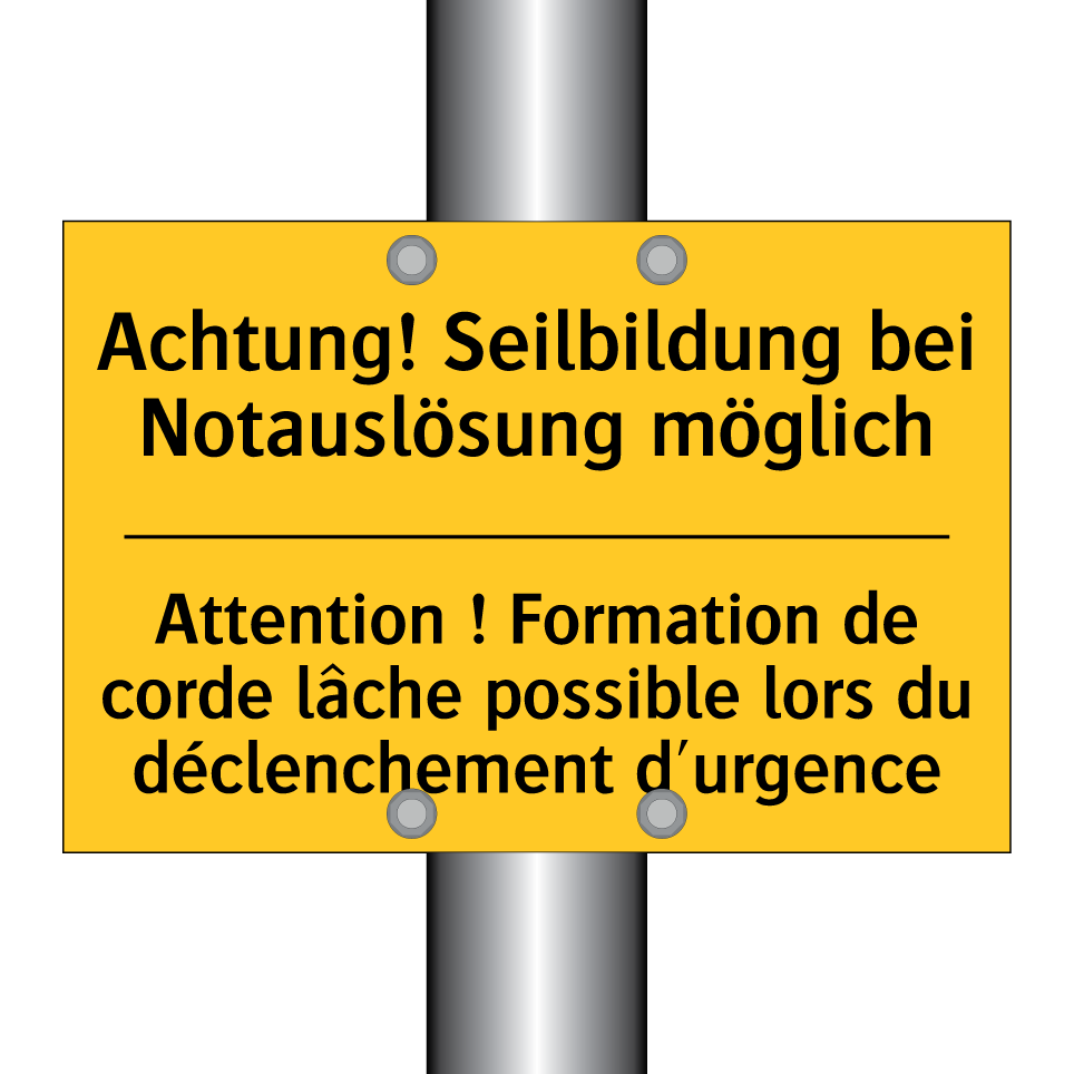 Achtung! Seilbildung bei Notauslösung /.../ - Attention ! Formation de corde /.../