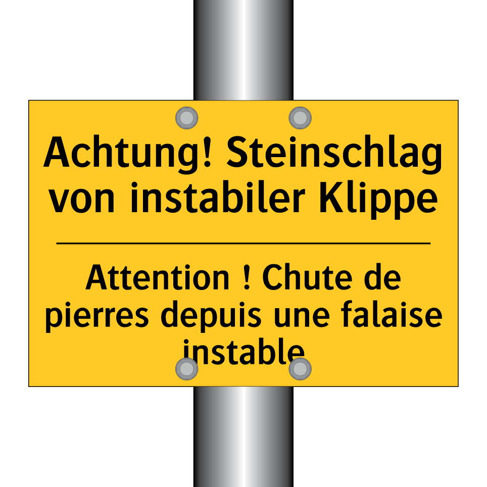 Achtung! Steinschlag von instabiler /.../ - Attention ! Chute de pierres depuis /.../