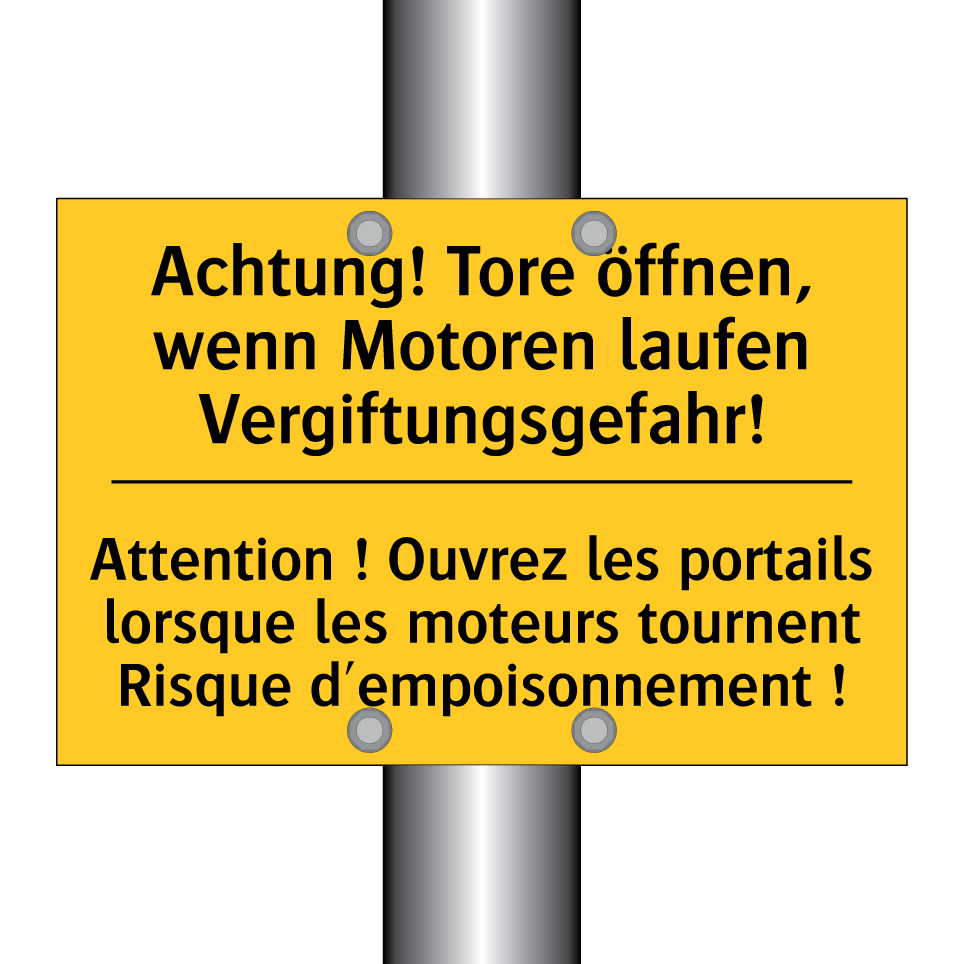 Achtung! Tore öffnen, wenn Motoren /.../ - Attention ! Ouvrez les portails /.../