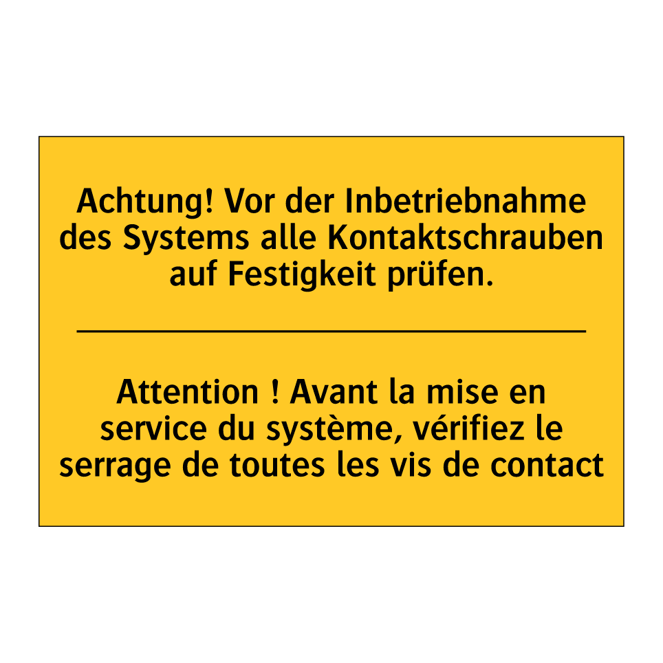 Achtung! Vor der Inbetriebnahme /.../ - Attention ! Avant la mise en service /.../