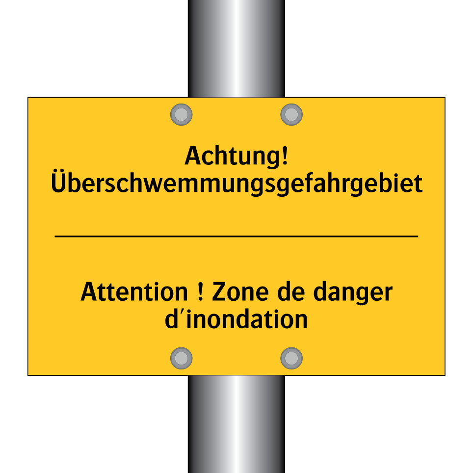 Achtung! Überschwemmungsgefahrgebiet /.../ - Attention ! Zone de danger d'inondation /.../