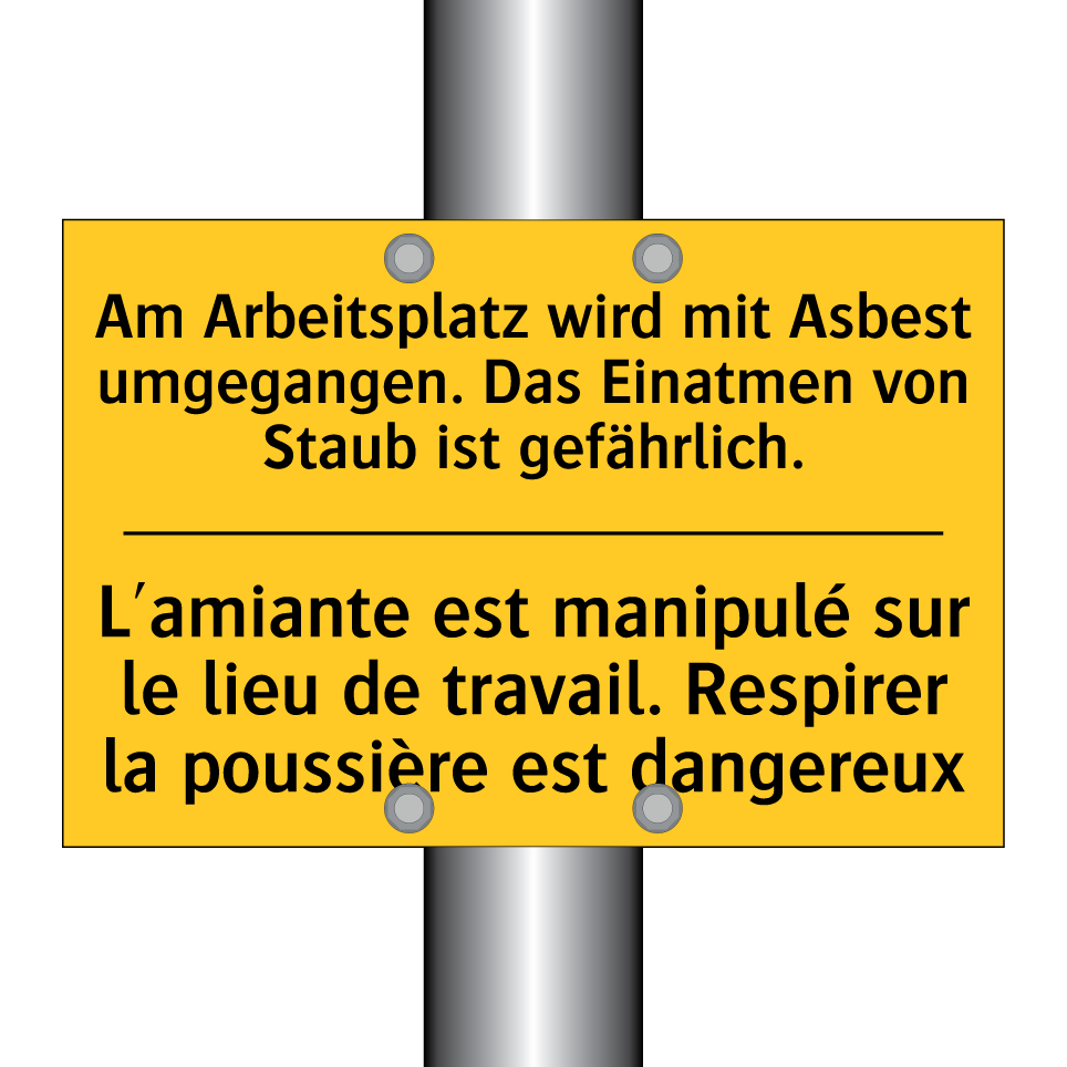 Am Arbeitsplatz wird mit Asbest /.../ - L'amiante est manipulé sur le /.../