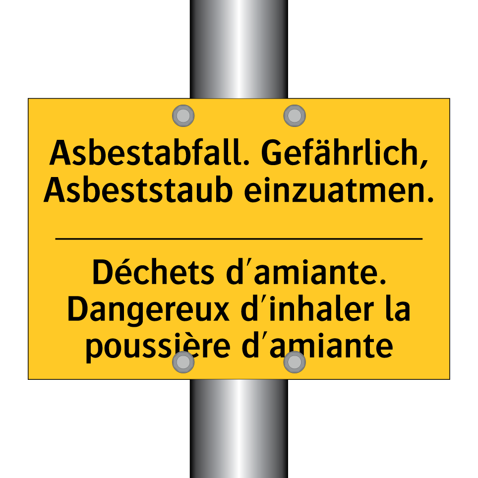 Asbestabfall. Gefährlich, Asbeststaub /.../ - Déchets d'amiante. Dangereux d'inhaler /.../