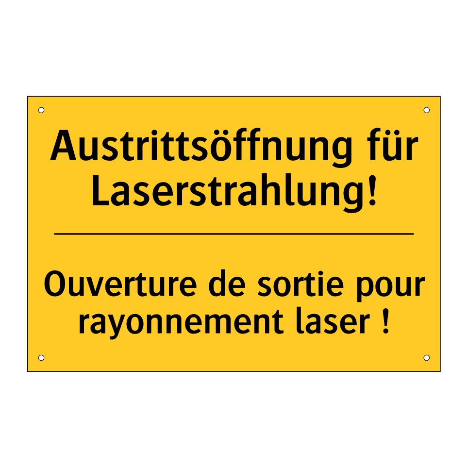 Austrittsöffnung für Laserstrahlung! /.../ - Ouverture de sortie pour rayonnement /.../