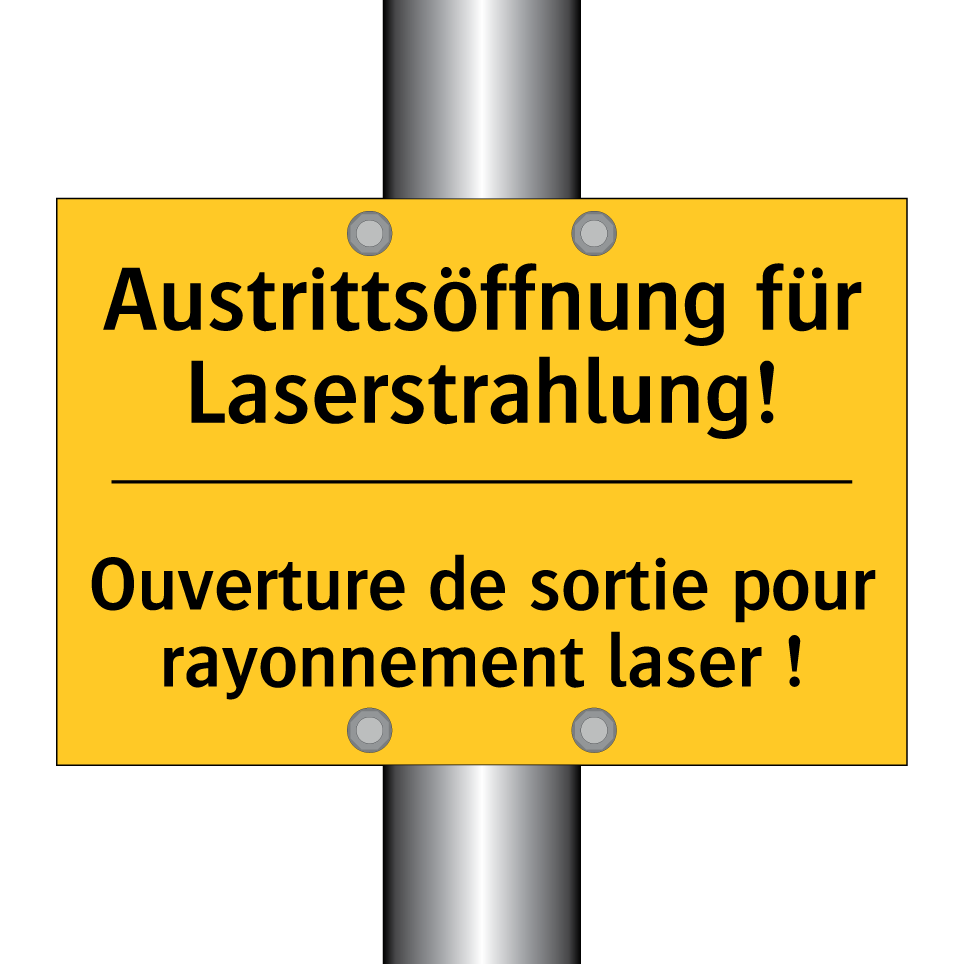 Austrittsöffnung für Laserstrahlung! /.../ - Ouverture de sortie pour rayonnement /.../