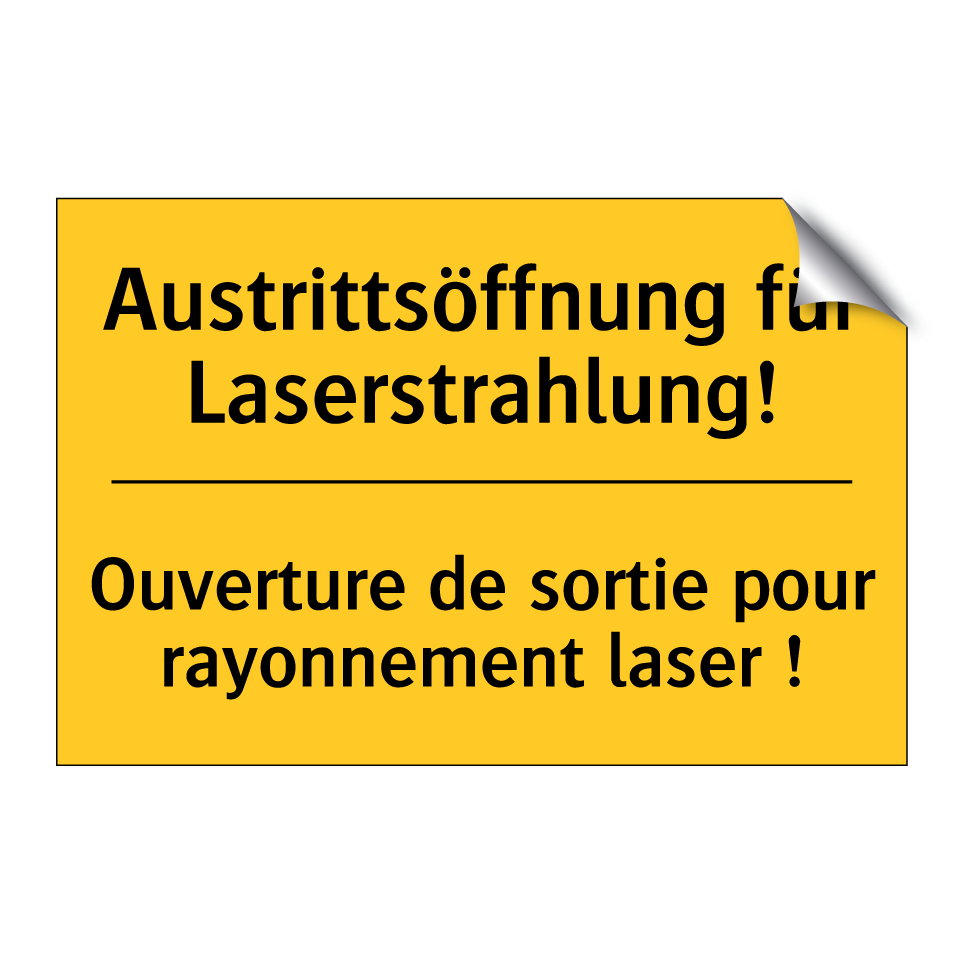Austrittsöffnung für Laserstrahlung! /.../ - Ouverture de sortie pour rayonnement /.../