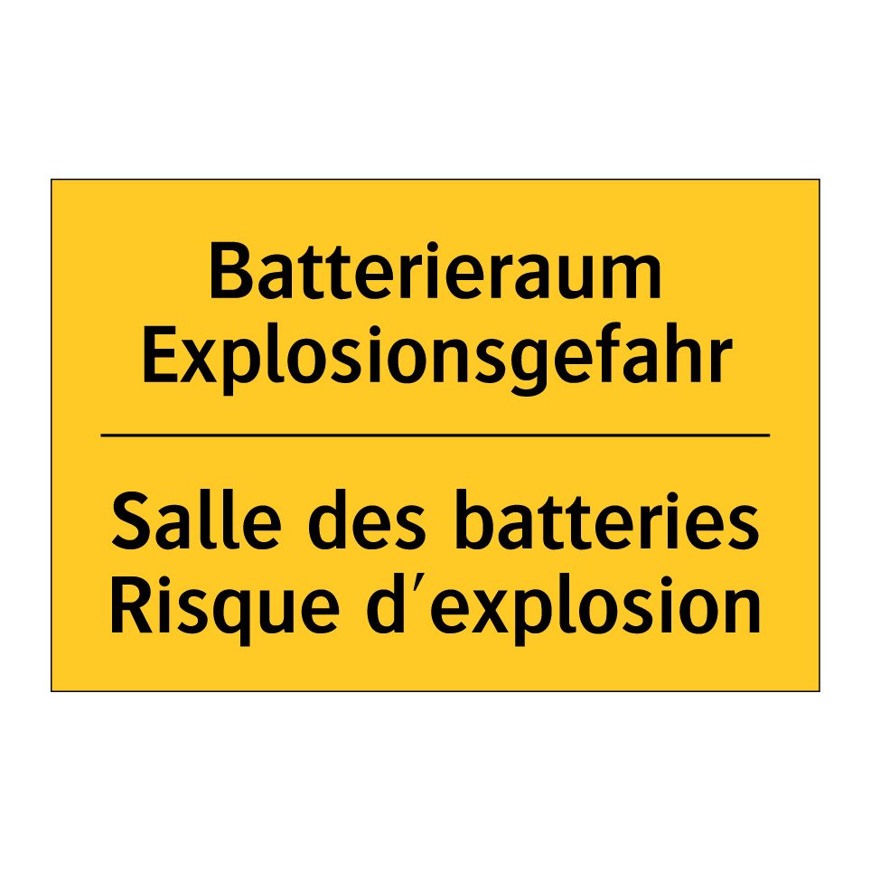 Batterieraum Explosionsgefahr - Salle des batteries Risque d'explosion /.../