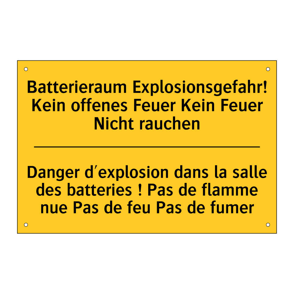 Batterieraum Explosionsgefahr! /.../ - Danger d'explosion dans la salle /.../