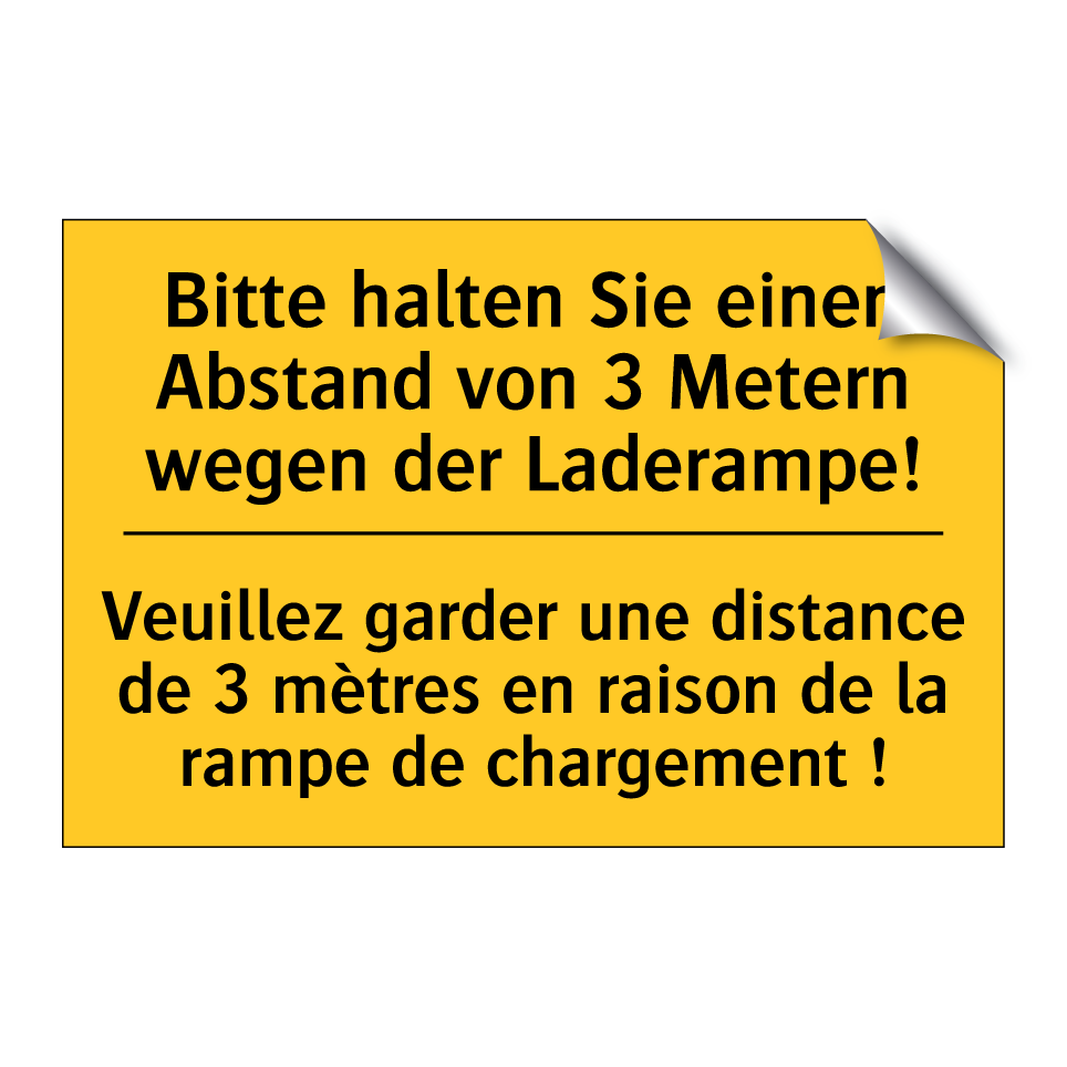 Bitte halten Sie einen Abstand /.../ - Veuillez garder une distance de /.../
