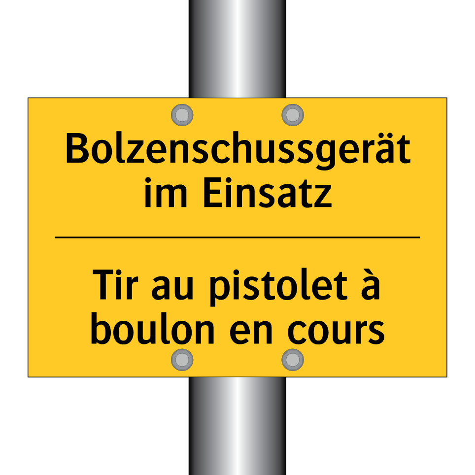 Bolzenschussgerät im Einsatz - Tir au pistolet à boulon en cours /.../