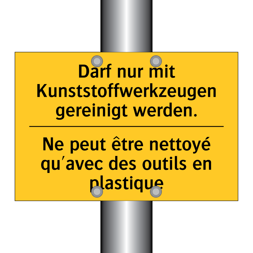 Darf nur mit Kunststoffwerkzeugen /.../ - Ne peut être nettoyé qu'avec des /.../