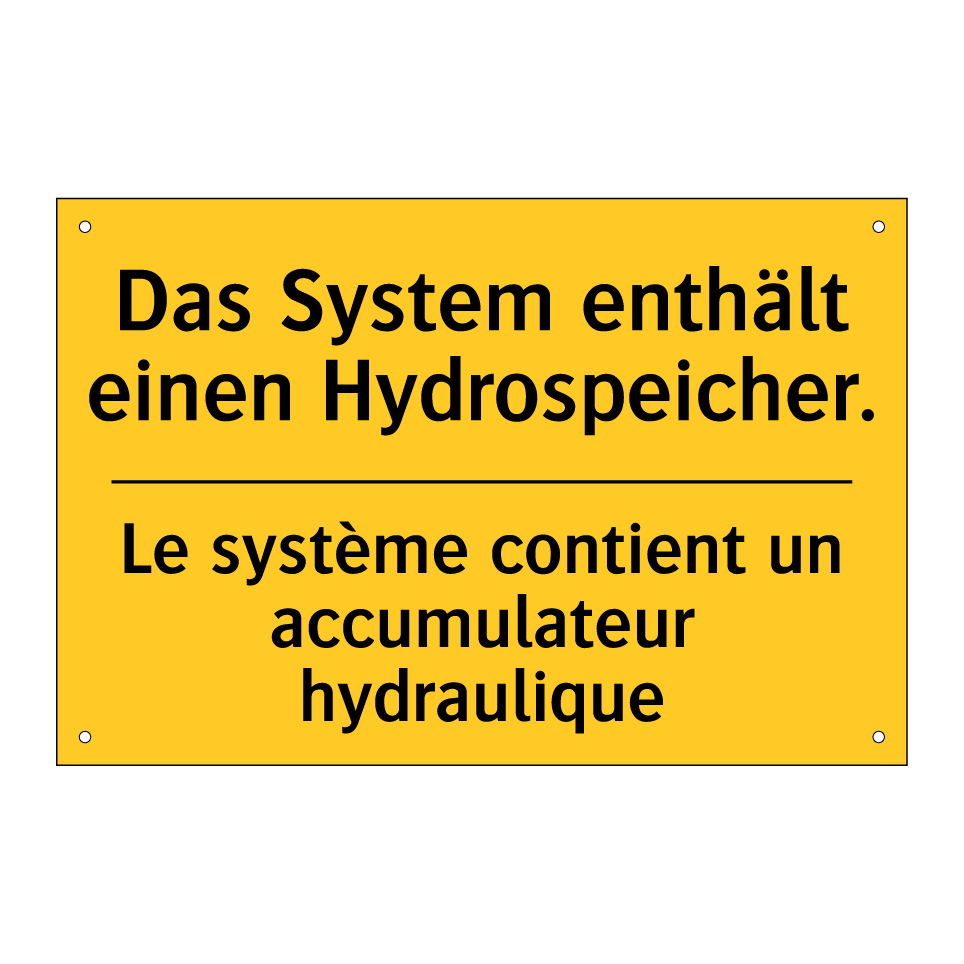 Das System enthält einen Hydrospeicher. /.../ - Le système contient un accumulateur /.../
