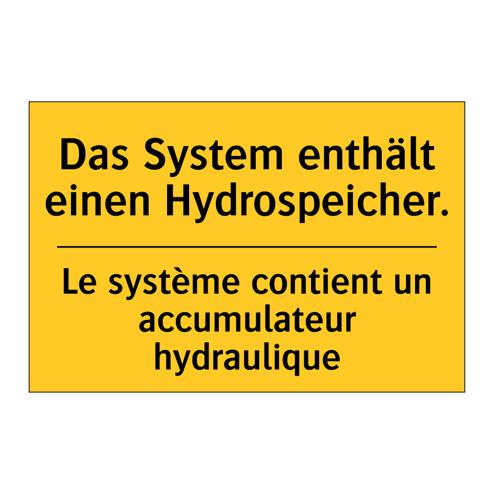 Das System enthält einen Hydrospeicher. /.../ - Le système contient un accumulateur /.../
