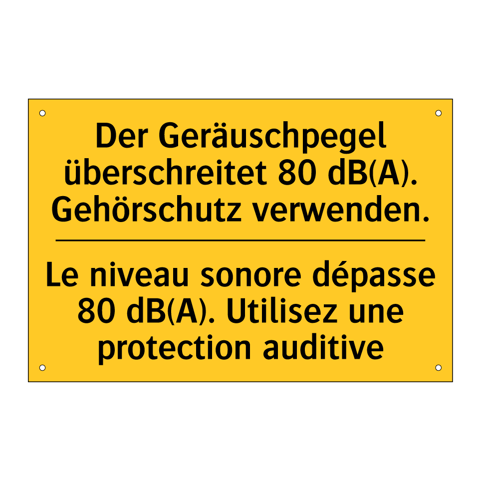 Der Geräuschpegel überschreitet /.../ - Le niveau sonore dépasse 80 dB(A). /.../