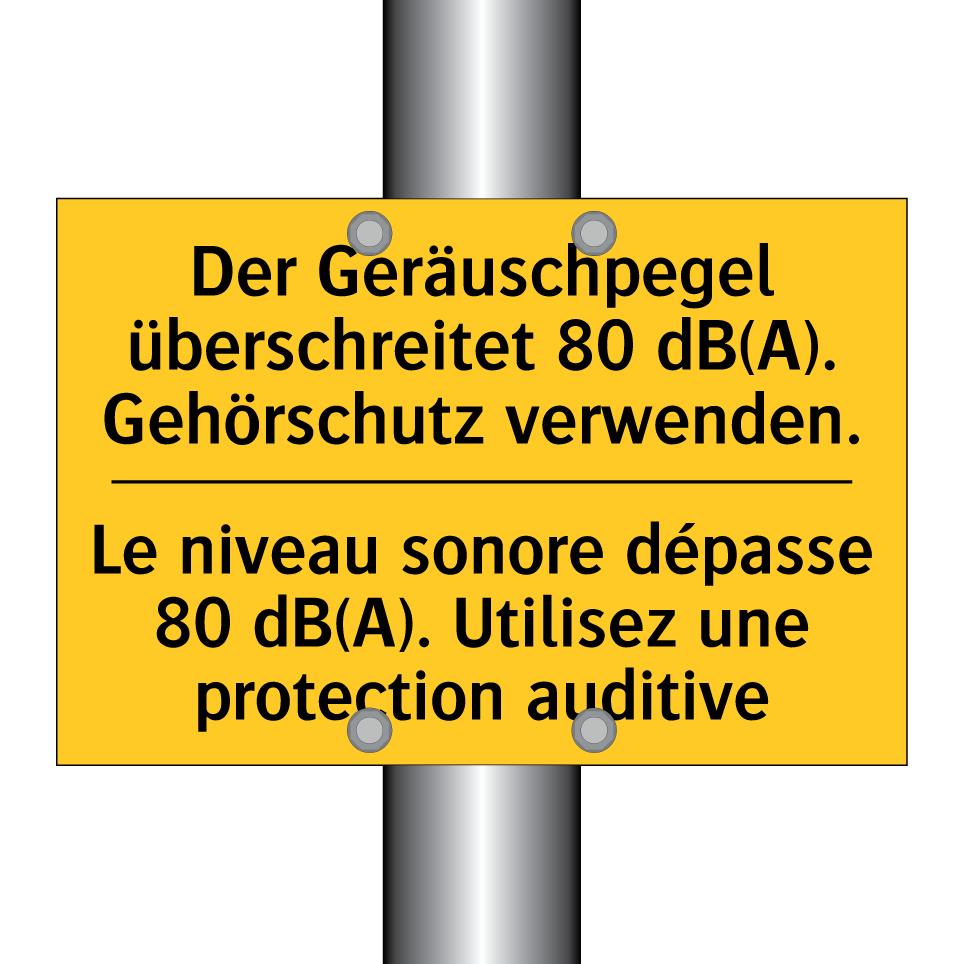 Der Geräuschpegel überschreitet /.../ - Le niveau sonore dépasse 80 dB(A). /.../