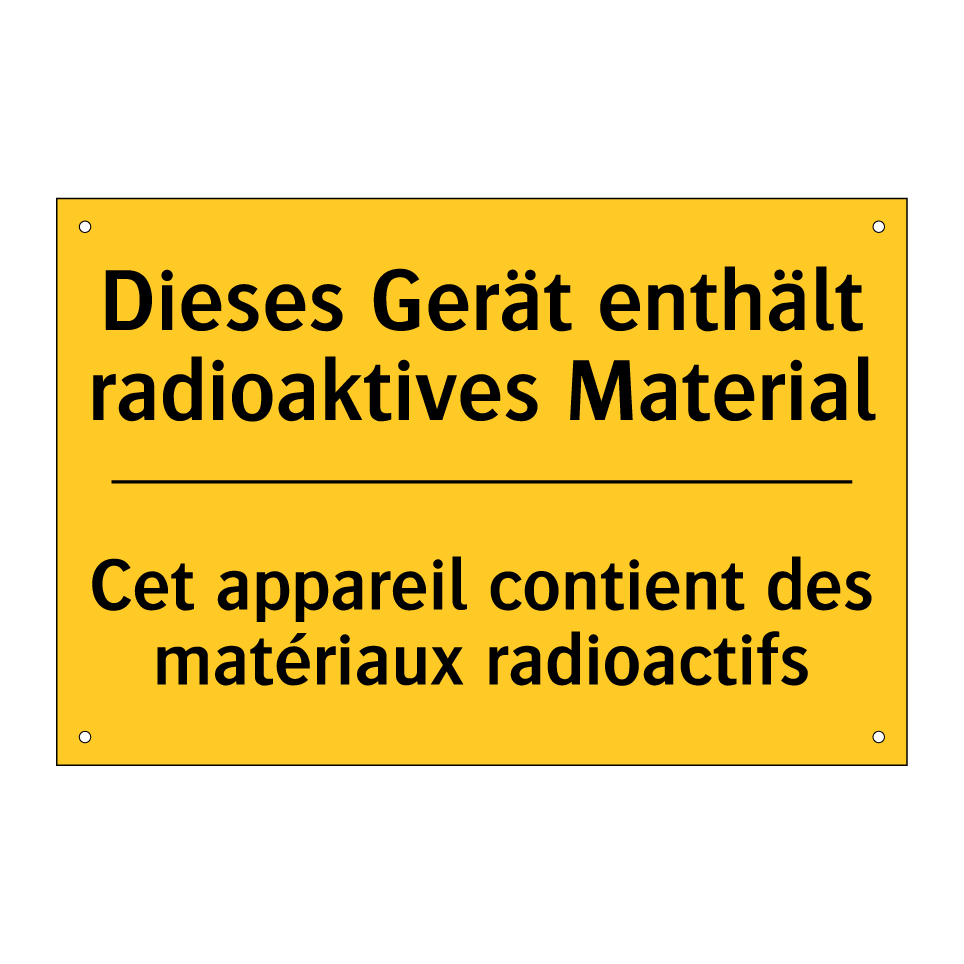 Dieses Gerät enthält radioaktives /.../ - Cet appareil contient des matériaux /.../