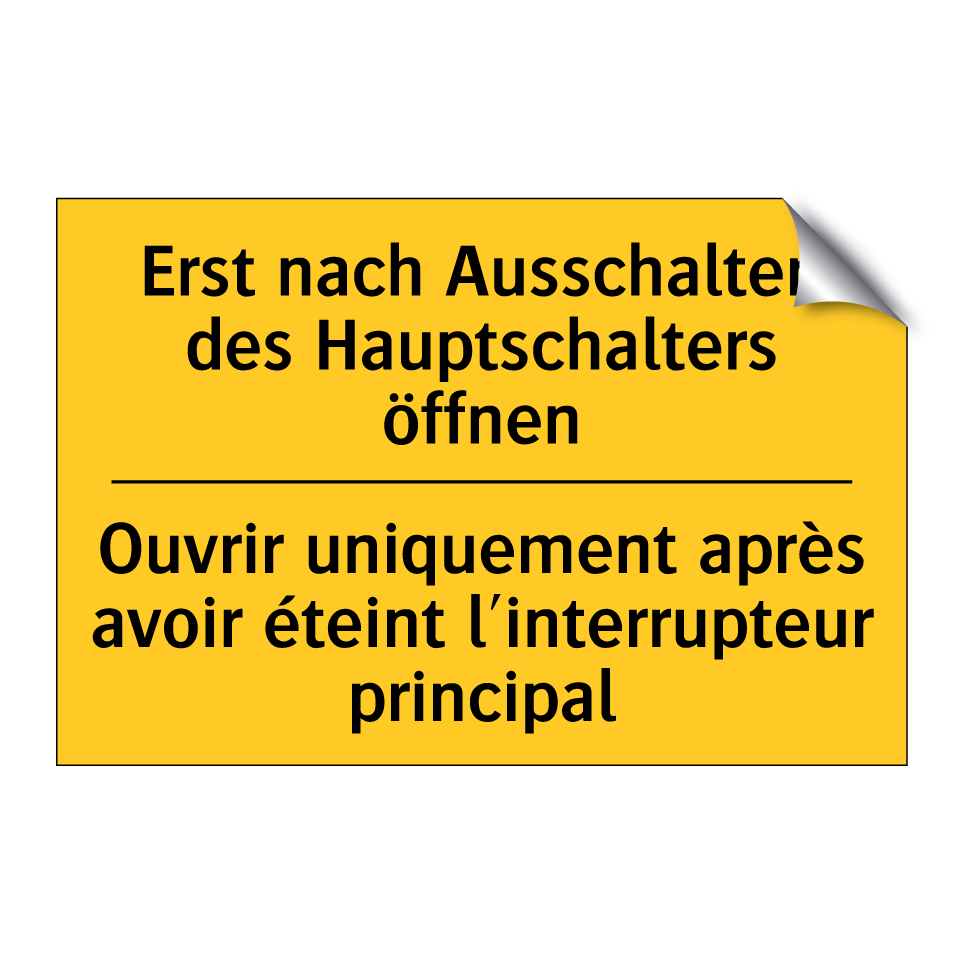Erst nach Ausschalten des Hauptschalters /.../ - Ouvrir uniquement après avoir /.../