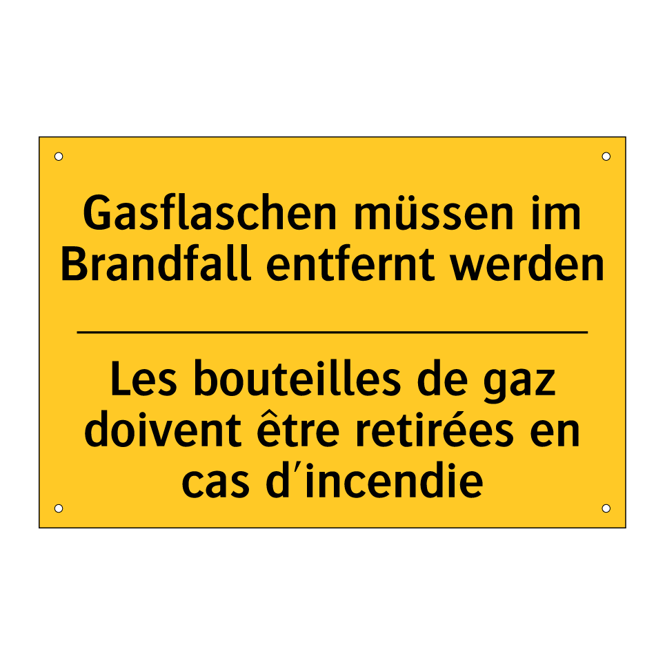 Gasflaschen müssen im Brandfall /.../ - Les bouteilles de gaz doivent /.../