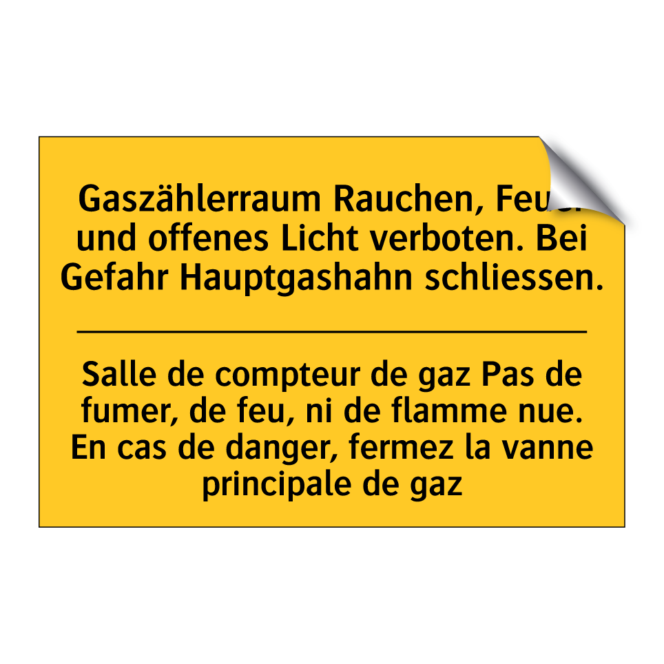 Gaszählerraum Rauchen, Feuer und /.../ - Salle de compteur de gaz Pas de /.../