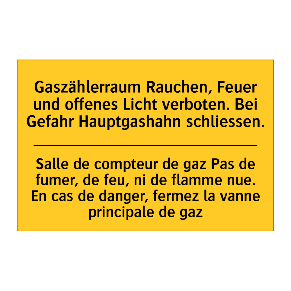Gaszählerraum Rauchen, Feuer und /.../ - Salle de compteur de gaz Pas de /.../