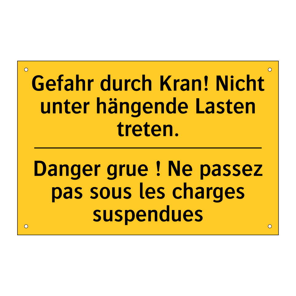 Gefahr durch Kran! Nicht unter /.../ - Danger grue ! Ne passez pas sous /.../