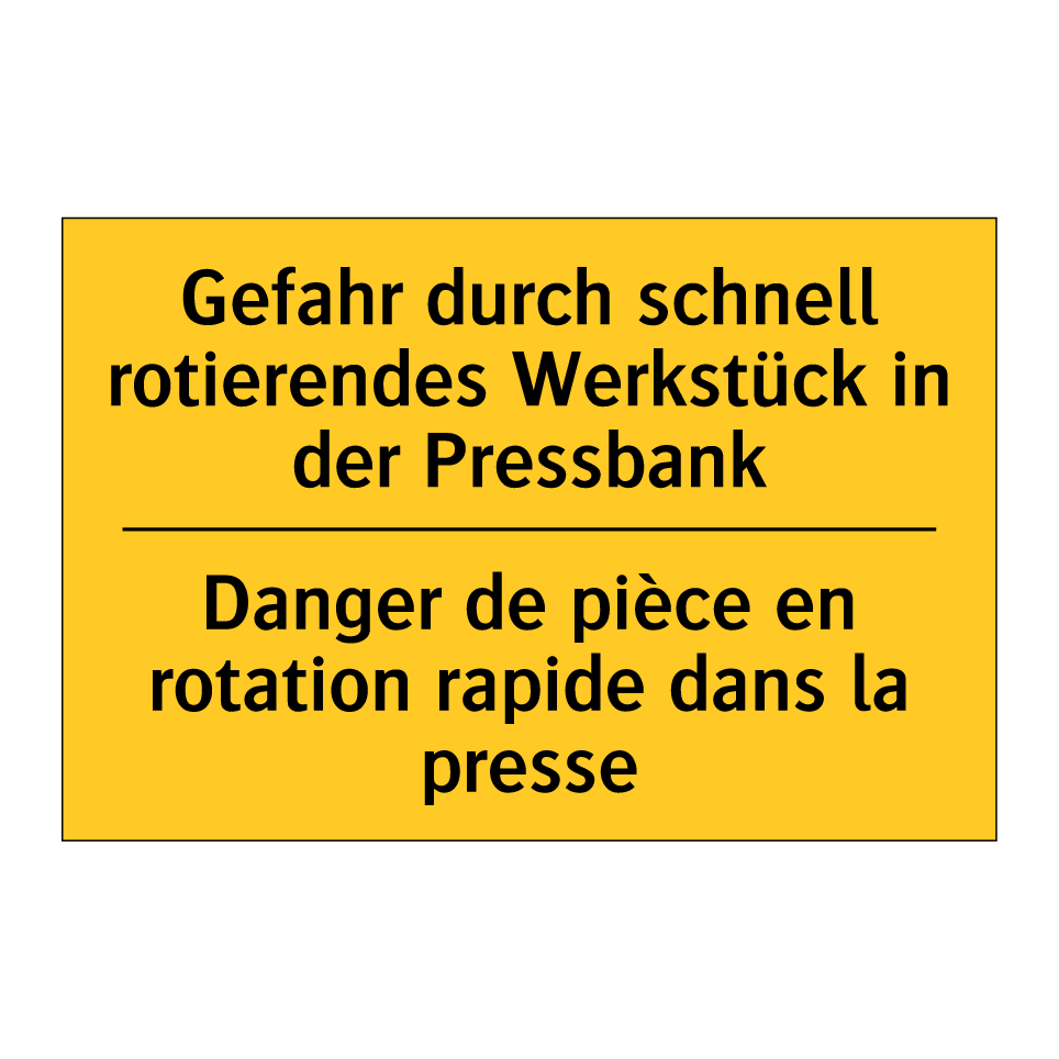 Gefahr durch schnell rotierendes /.../ - Danger de pièce en rotation rapide /.../