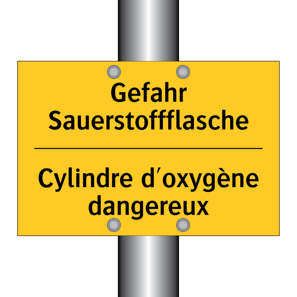 Gefahr Sauerstoffflasche - Cylindre d'oxygène dangereux