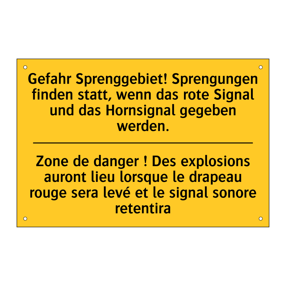 Gefahr Sprenggebiet! Sprengungen /.../ - Zone de danger ! Des explosions /.../