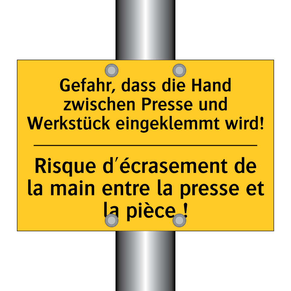 Gefahr, dass die Hand zwischen /.../ - Risque d'écrasement de la main /.../
