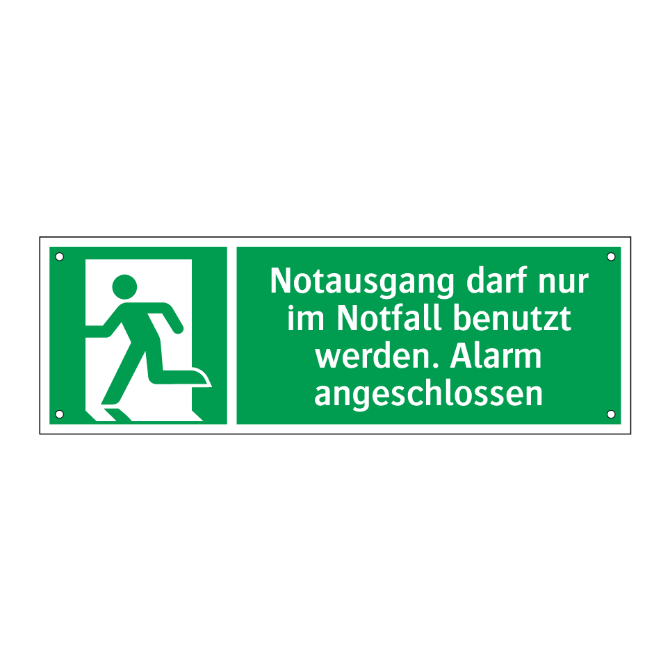 Notausgang darf nur im Notfall benutzt werden. Alarm angeschlossen