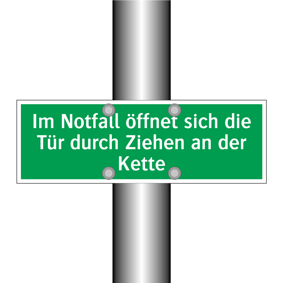 Im Notfall öffnet sich die Tür durch Ziehen an der Kette